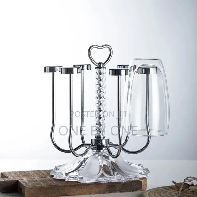 Rotating Glass Storage Rack Drain Cup Holder Organizer