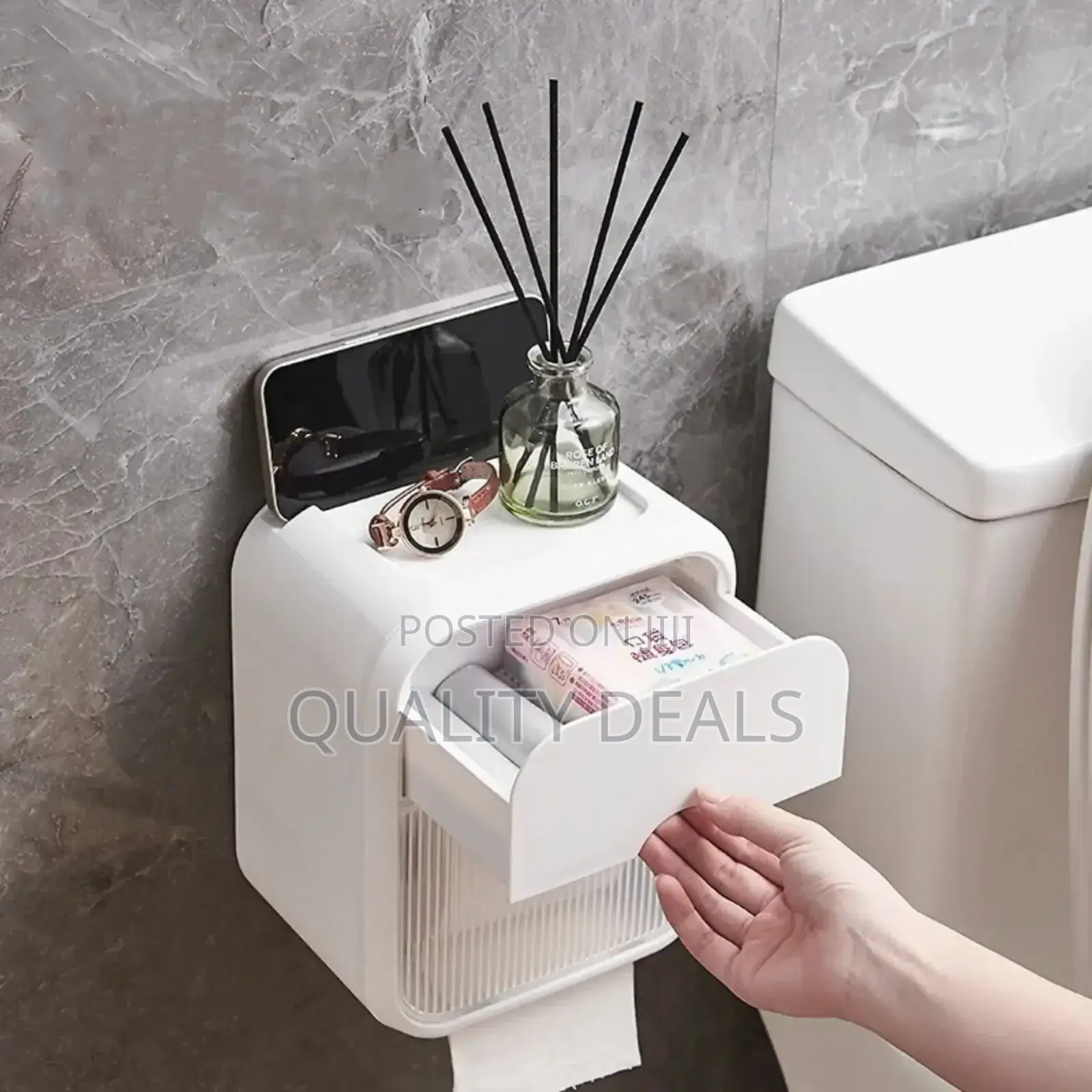 Toilet Paper Holder Wall Mounted Bathroom Storage Box