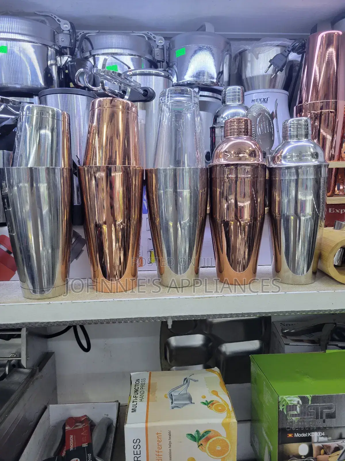 Stainless Steel Silver and Copper Color Cocktail Shaker Piec