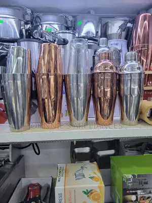 Stainless Steel Silver and Copper Color Cocktail Shaker Piec