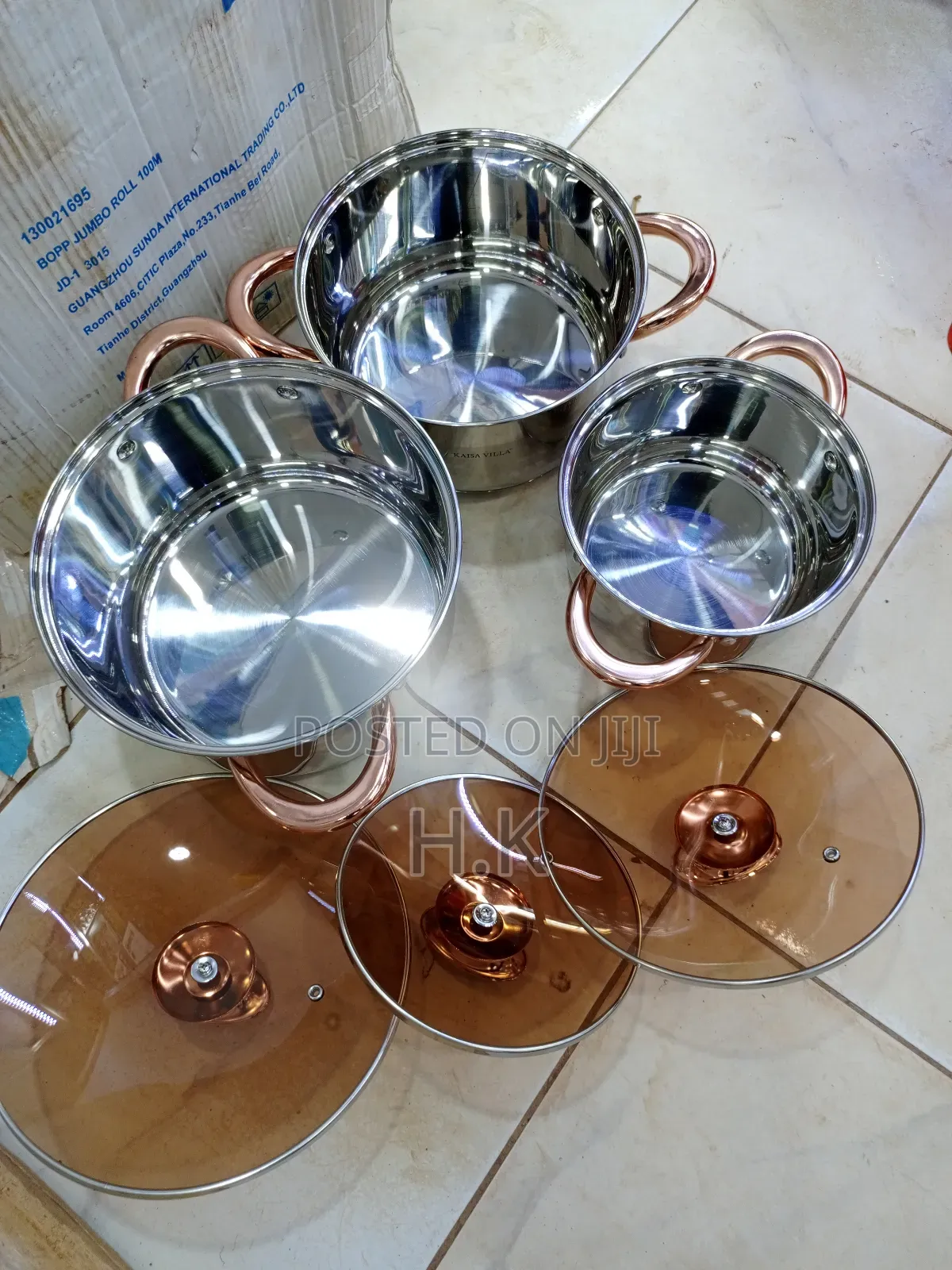 Kaisa Villa 5 Layer Bottom Cookware Set of 3pcs Glass Cover
