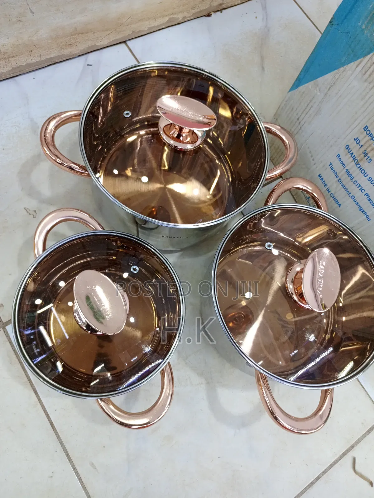 Kaisa Villa 5 Layer Bottom Cookware Set of 3pcs Glass Cover