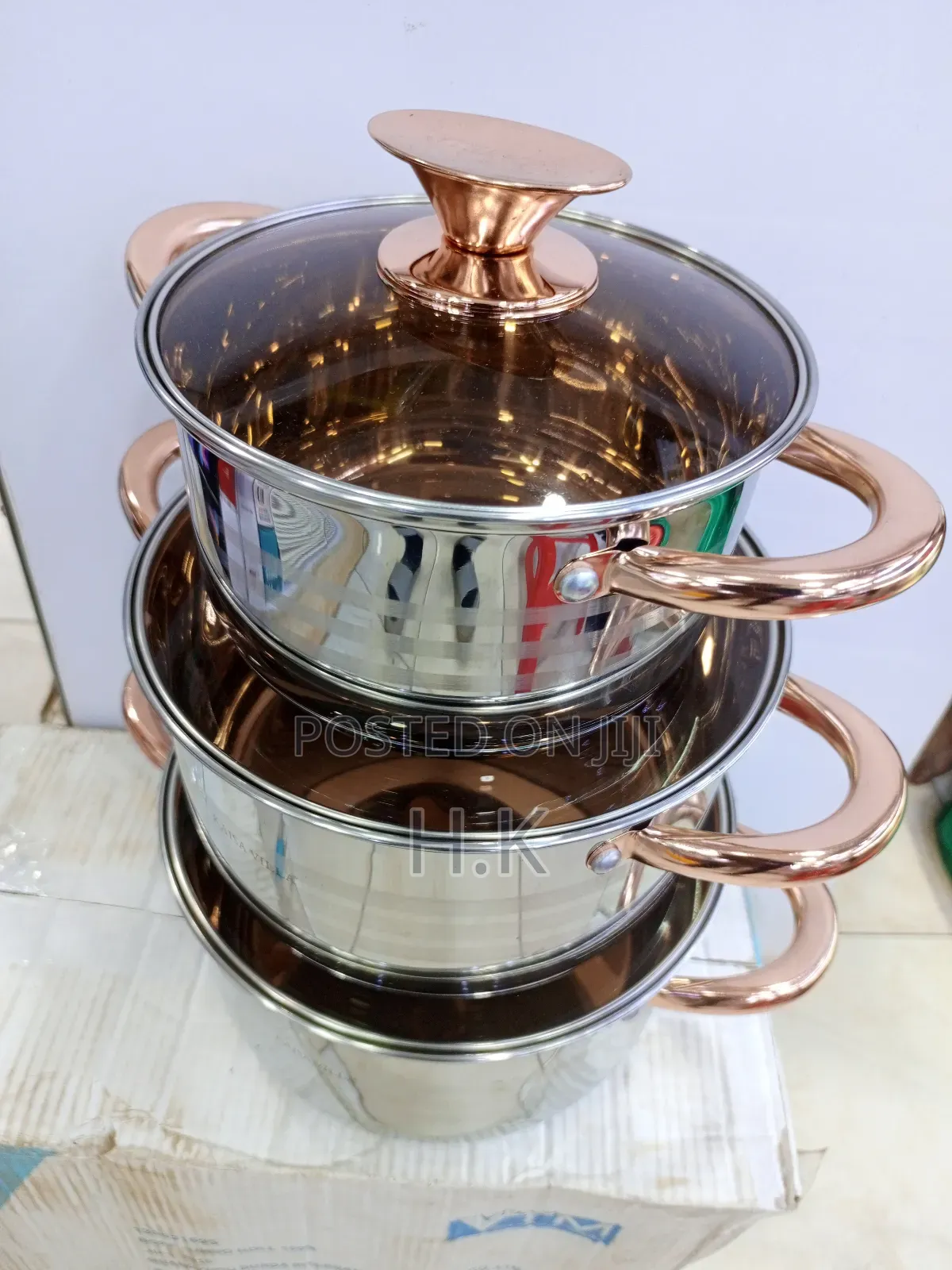 Kaisa Villa 5 Layer Bottom Cookware Set of 3pcs Glass Cover