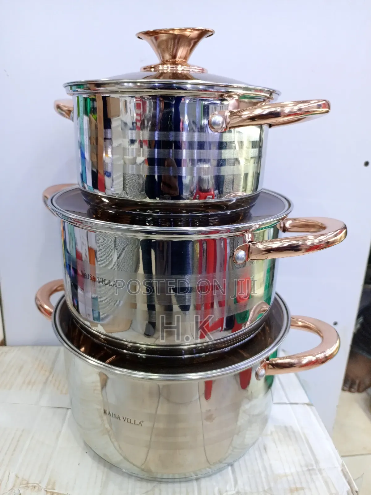 Kaisa Villa 5 Layer Bottom Cookware Set of 3pcs Glass Cover