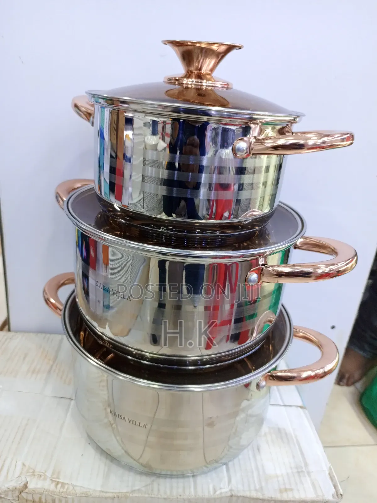 Kaisa Villa 5 Layer Bottom Cookware Set of 3pcs Glass Cover