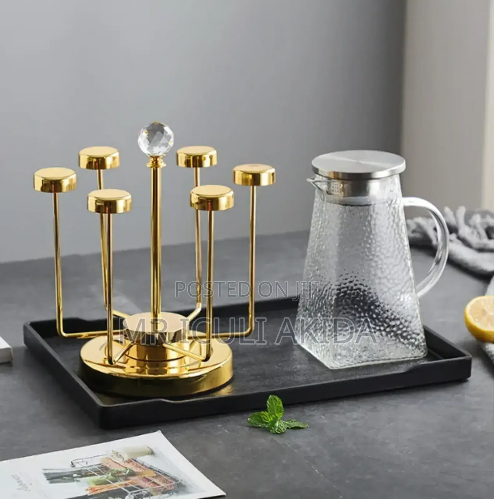 Golden Stainless Steel 3600 Rotating 6cup,Glass,Mug Holder