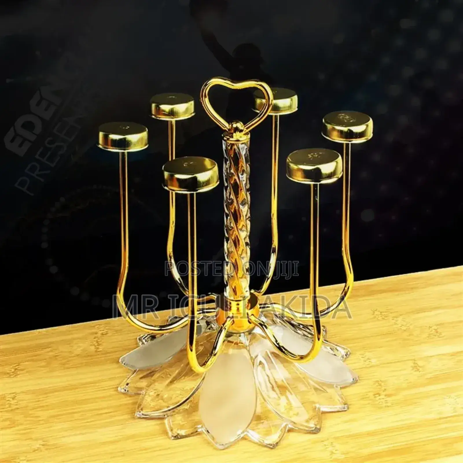 Golden Stainless Steel Rotating 6cup,Glass,Mug Drying Holder