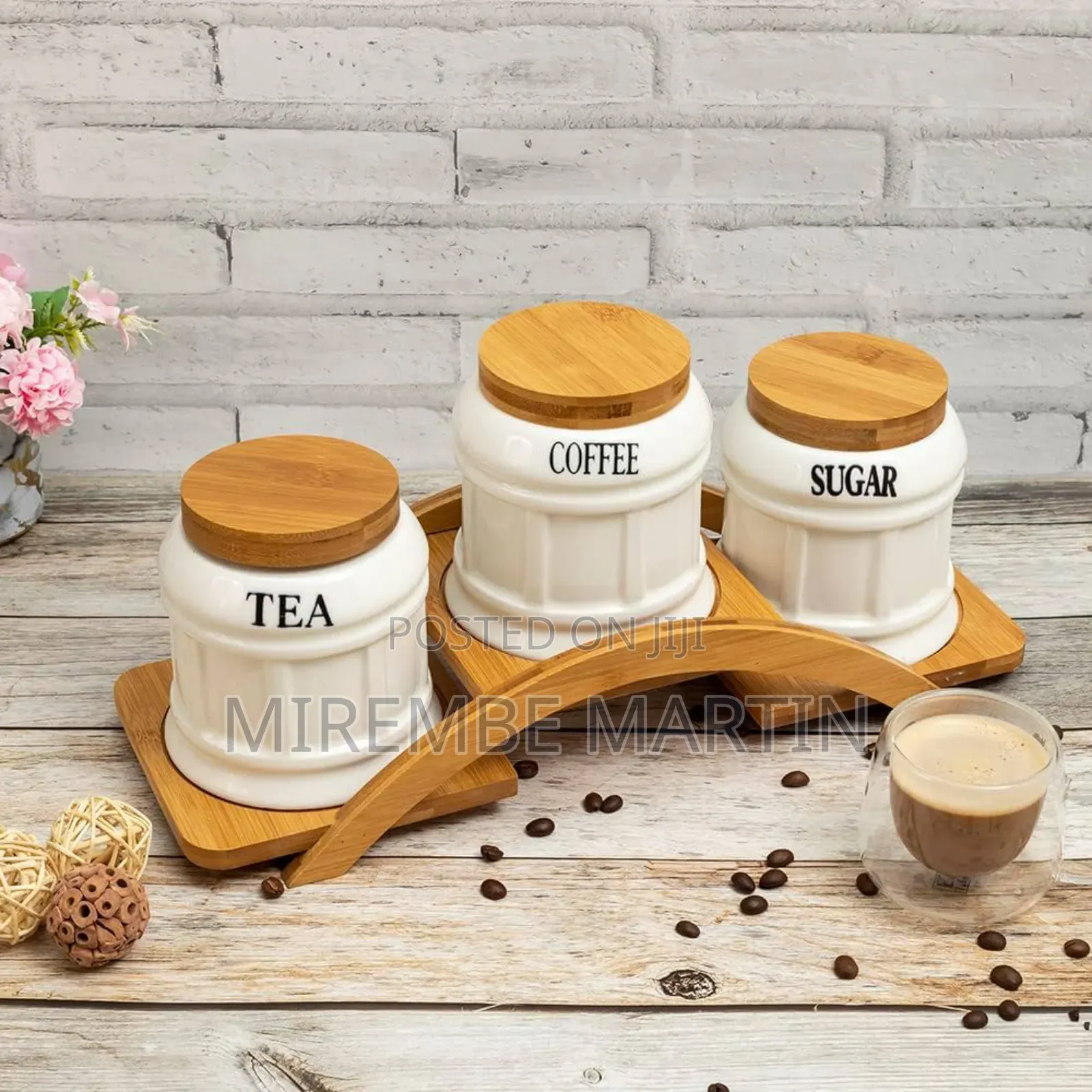 EZ Life Bloque Tea Coffee Sugar 3 Canisters Set