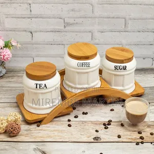 EZ Life Bloque Tea Coffee Sugar 3 Canisters Set