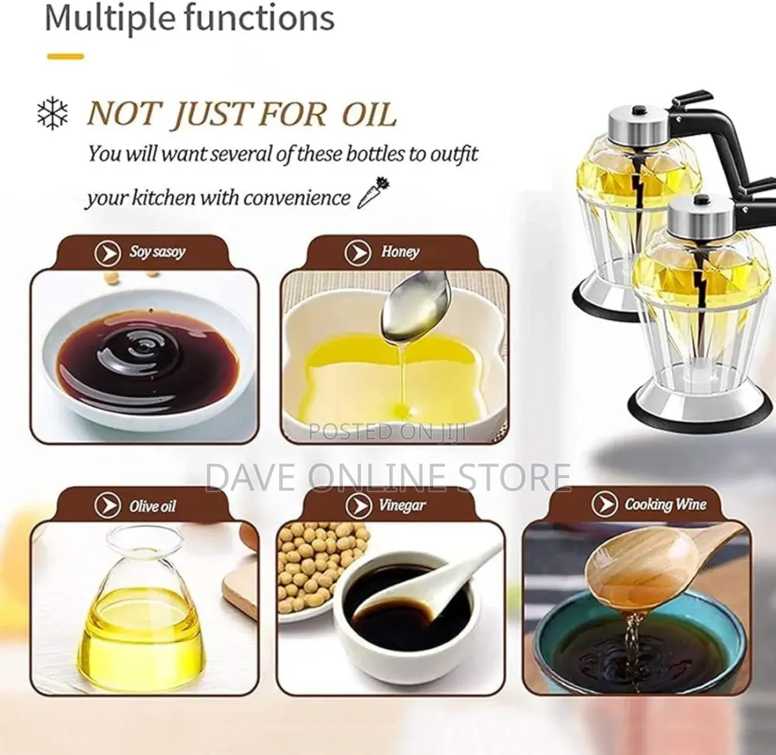 Oil Vinegar Honey Syrup Dispenser Jar , Clear