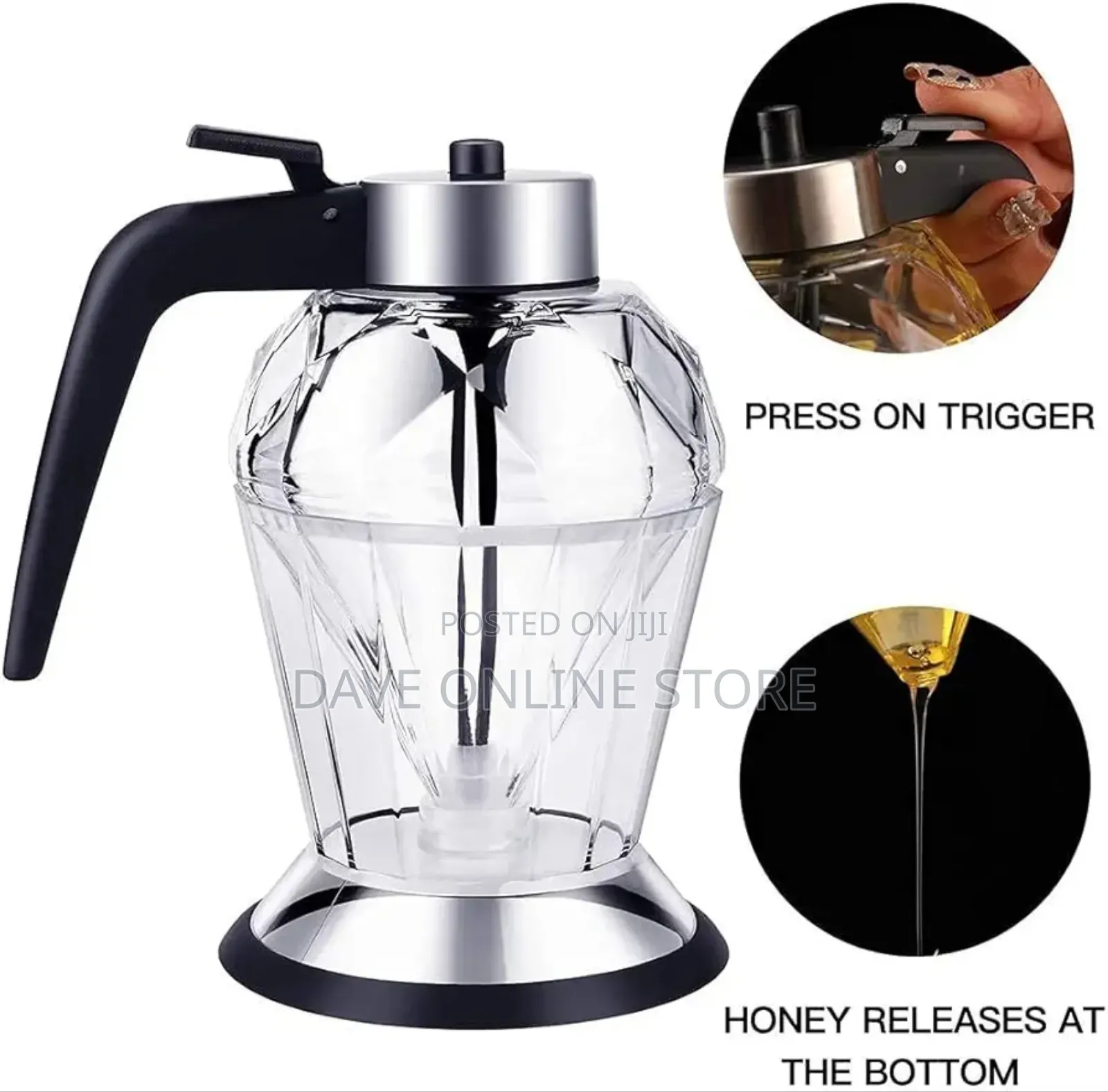 Oil Vinegar Honey Syrup Dispenser Jar , Clear