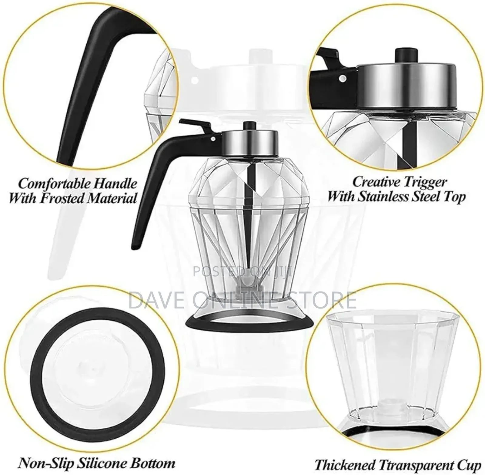 Oil Vinegar Honey Syrup Dispenser Jar , Clear