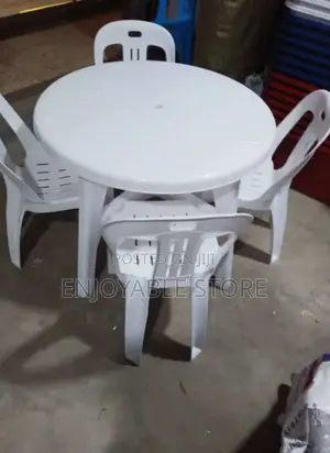Plastic Table and 4 Chairs Set(White)