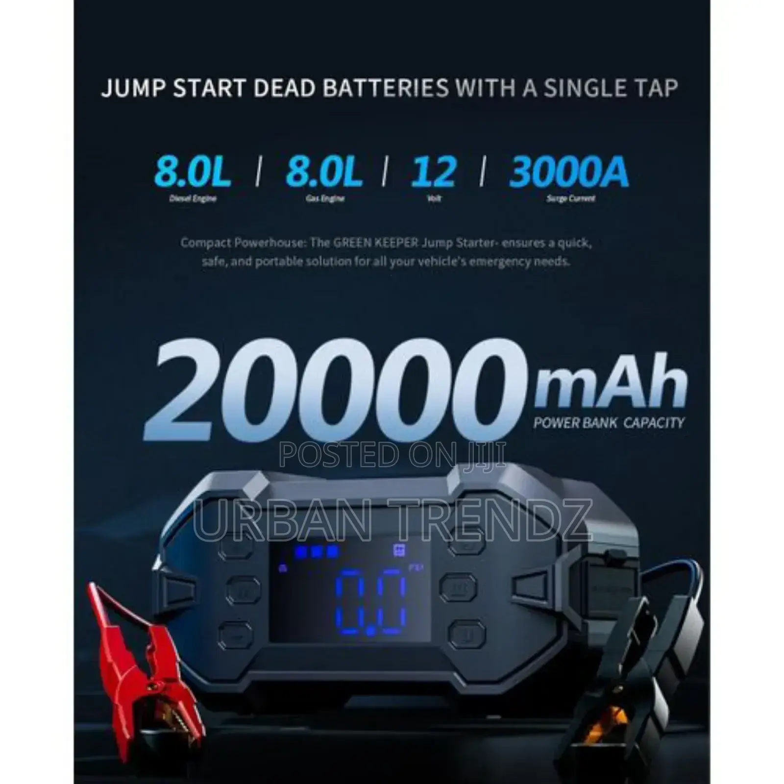 Portable Carjump Starter 3000awith Air Compressor12v Battery