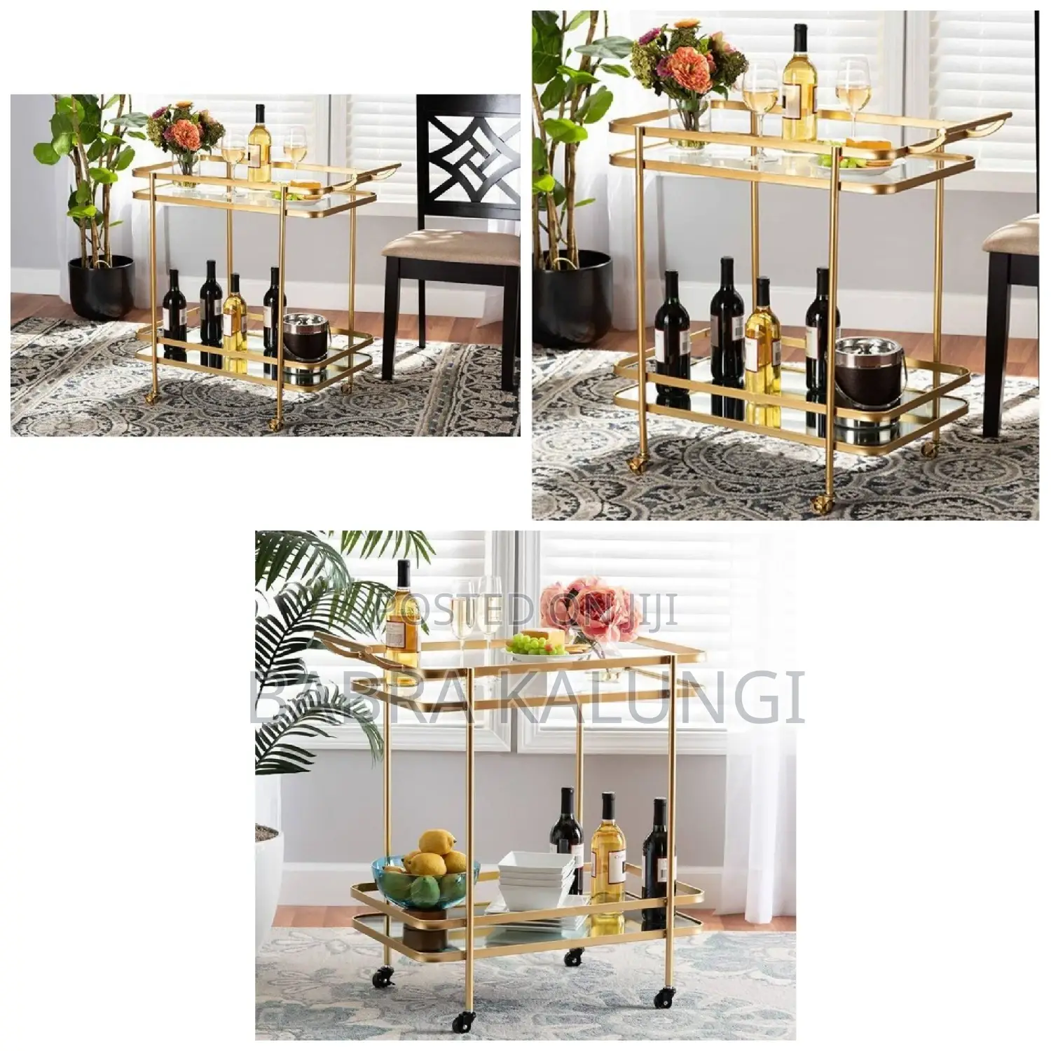 2-Tier Bar Cart for Hotel Service, Home Serving Cart