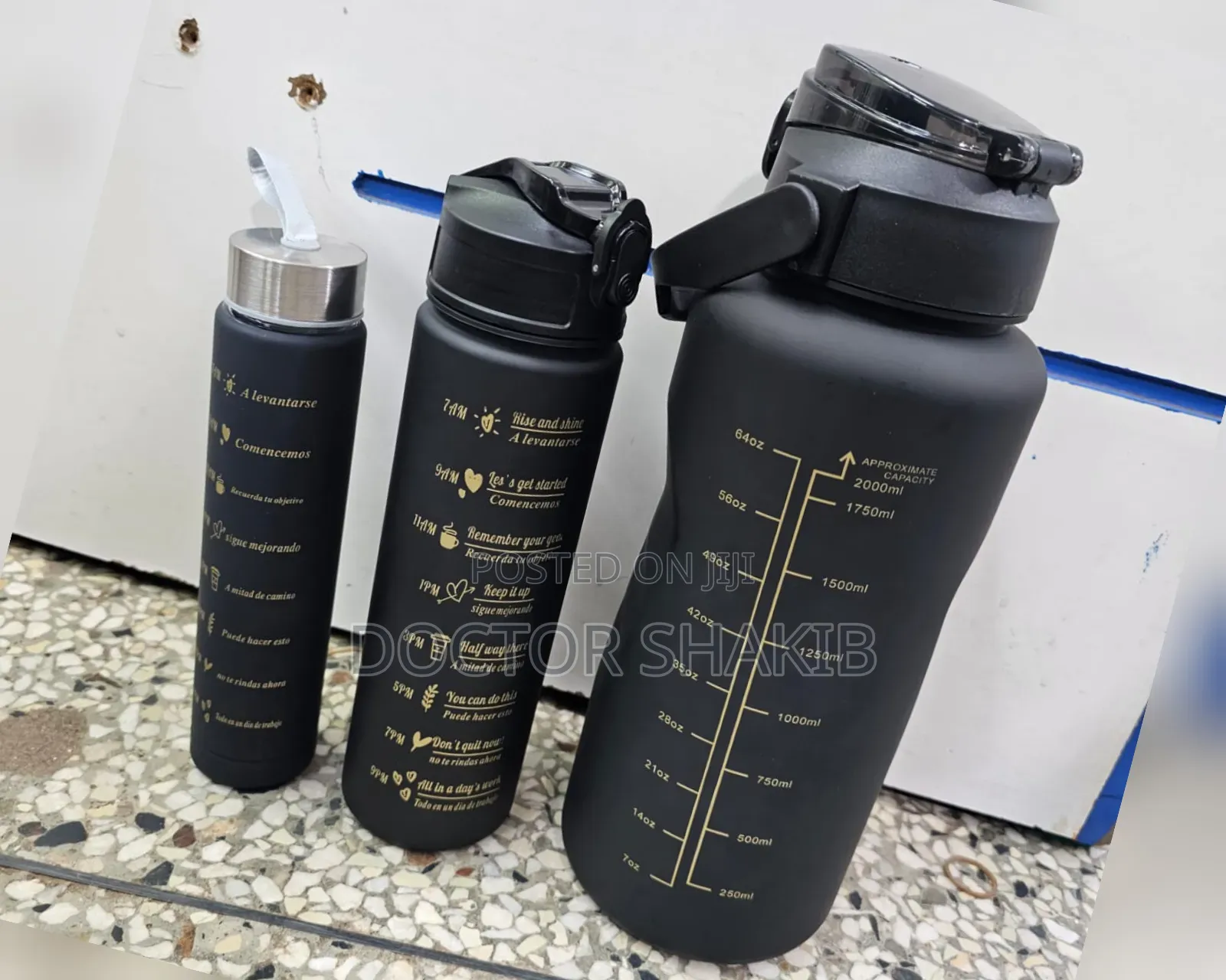 3pc Black Durable Water Bottle-New