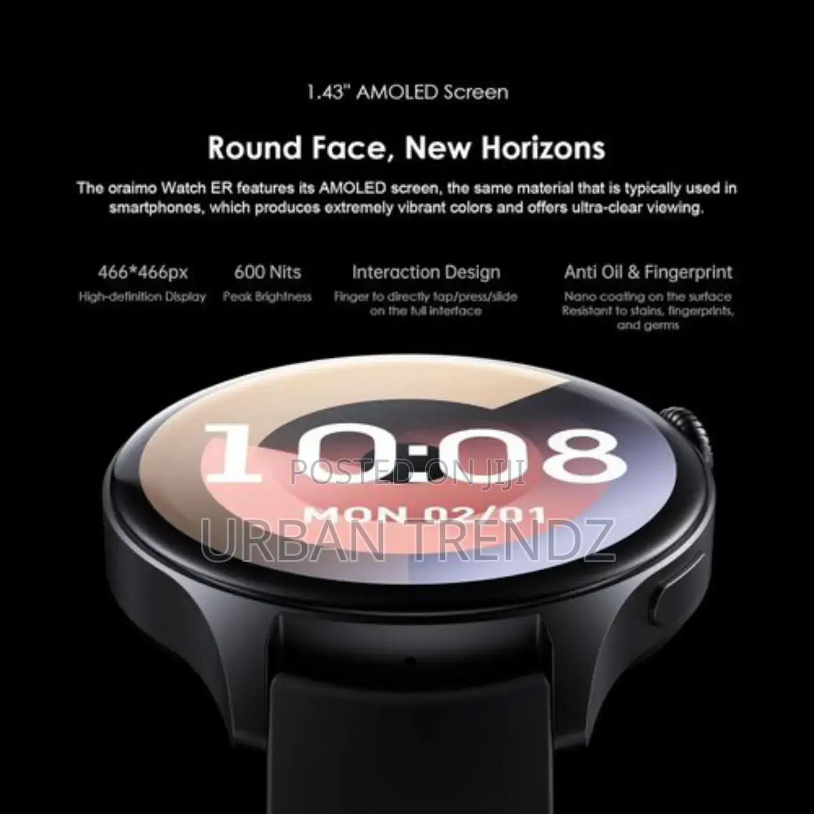 Oraimo Er- Osw42 Smart Watch 1.43" Amoled Ip68 Smart Watch
