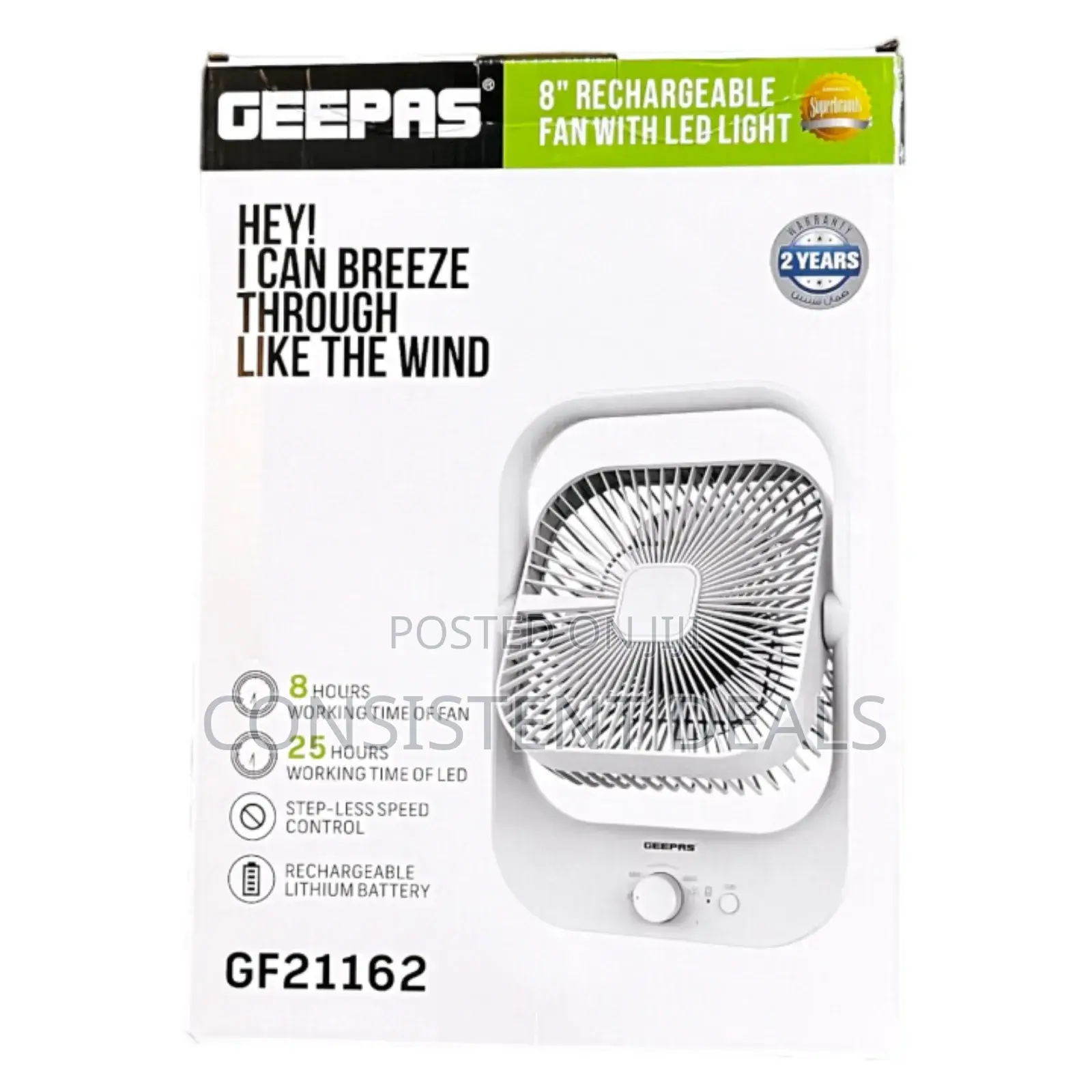 Geegeepas Rechargeable Fan