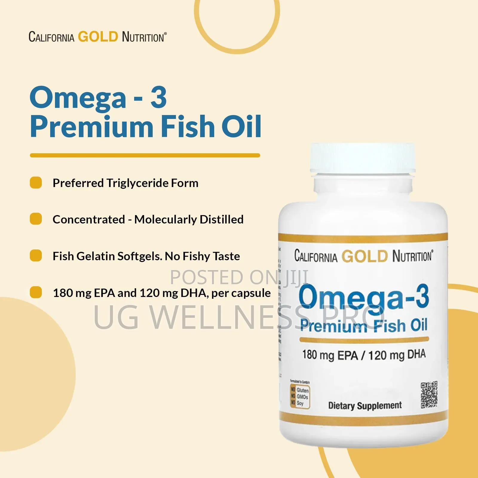 California Gold Nutrition, Omega-3 Premium Fish Oil, 100s