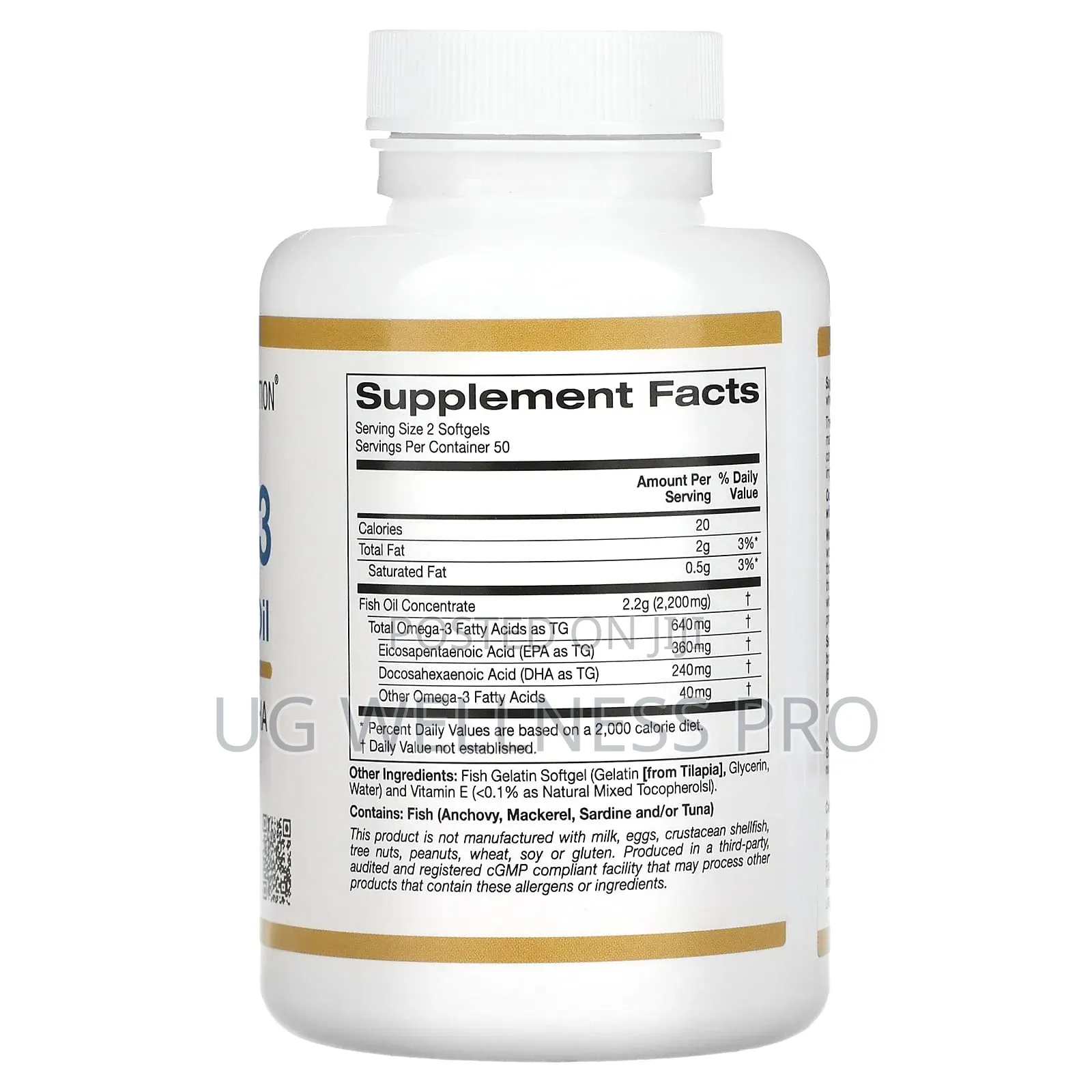 California Gold Nutrition, Omega-3 Premium Fish Oil, 100s