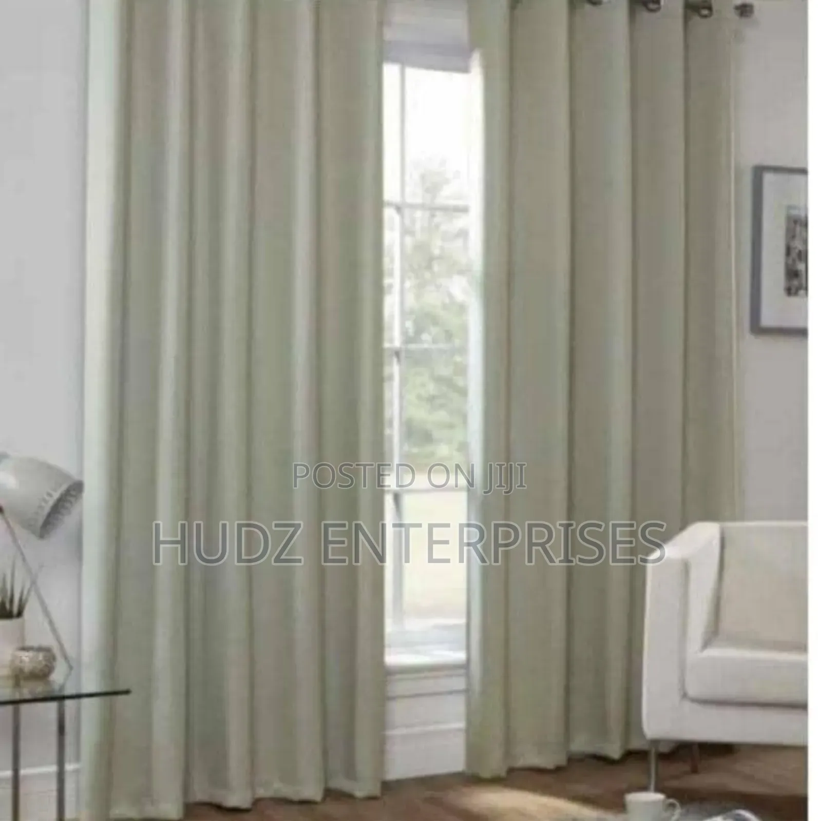 2 Curtains and 1net Plain Cream