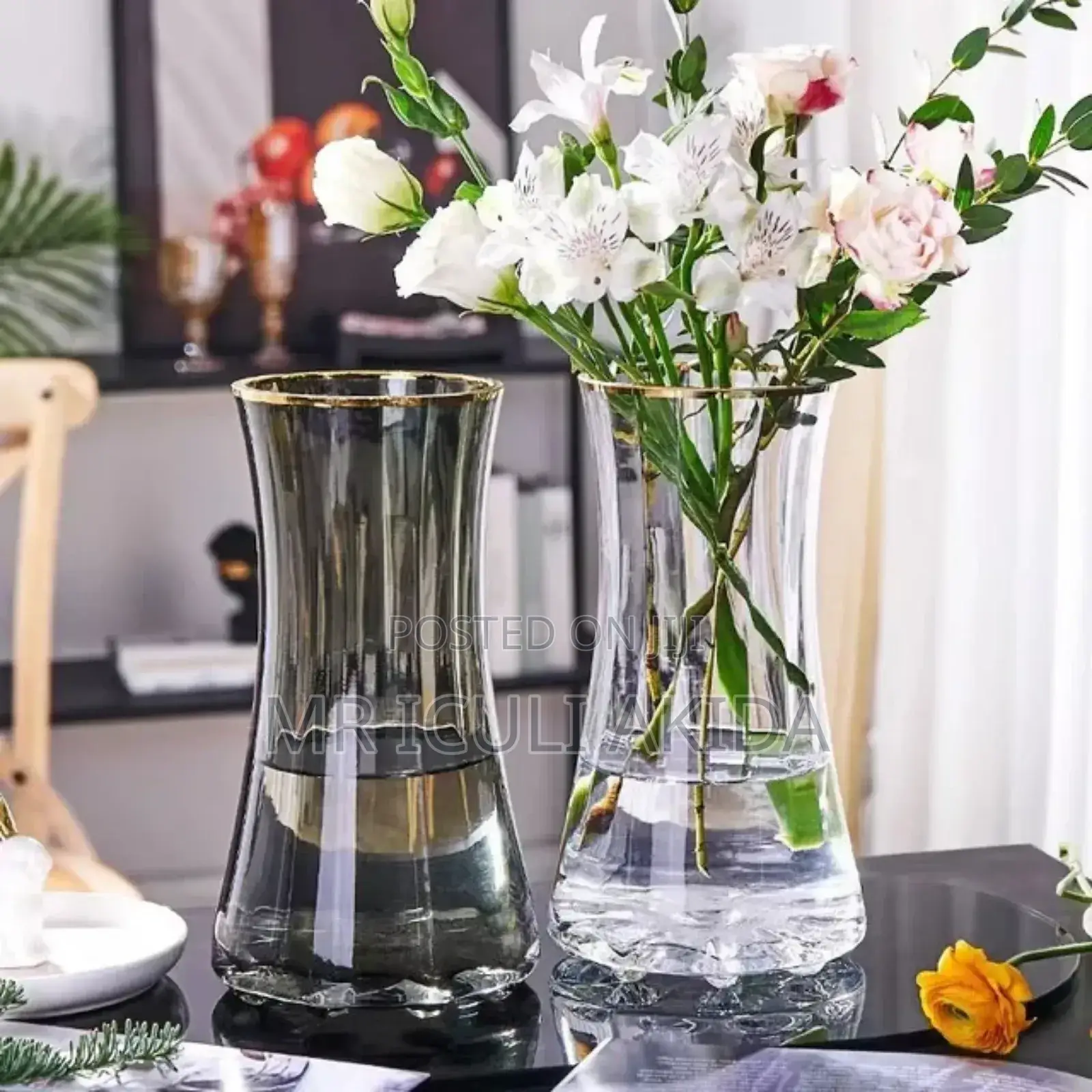 Luxury Crystal Brown Home/Wedding Deco Glass Flower Vase