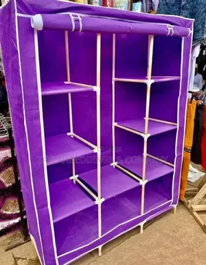 3 Column Cloth Portable Wardrobe - Purple