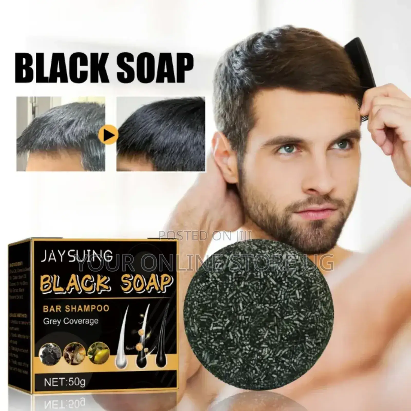 Anti Grey Hair Black Soap Natural Darkening Shampoo