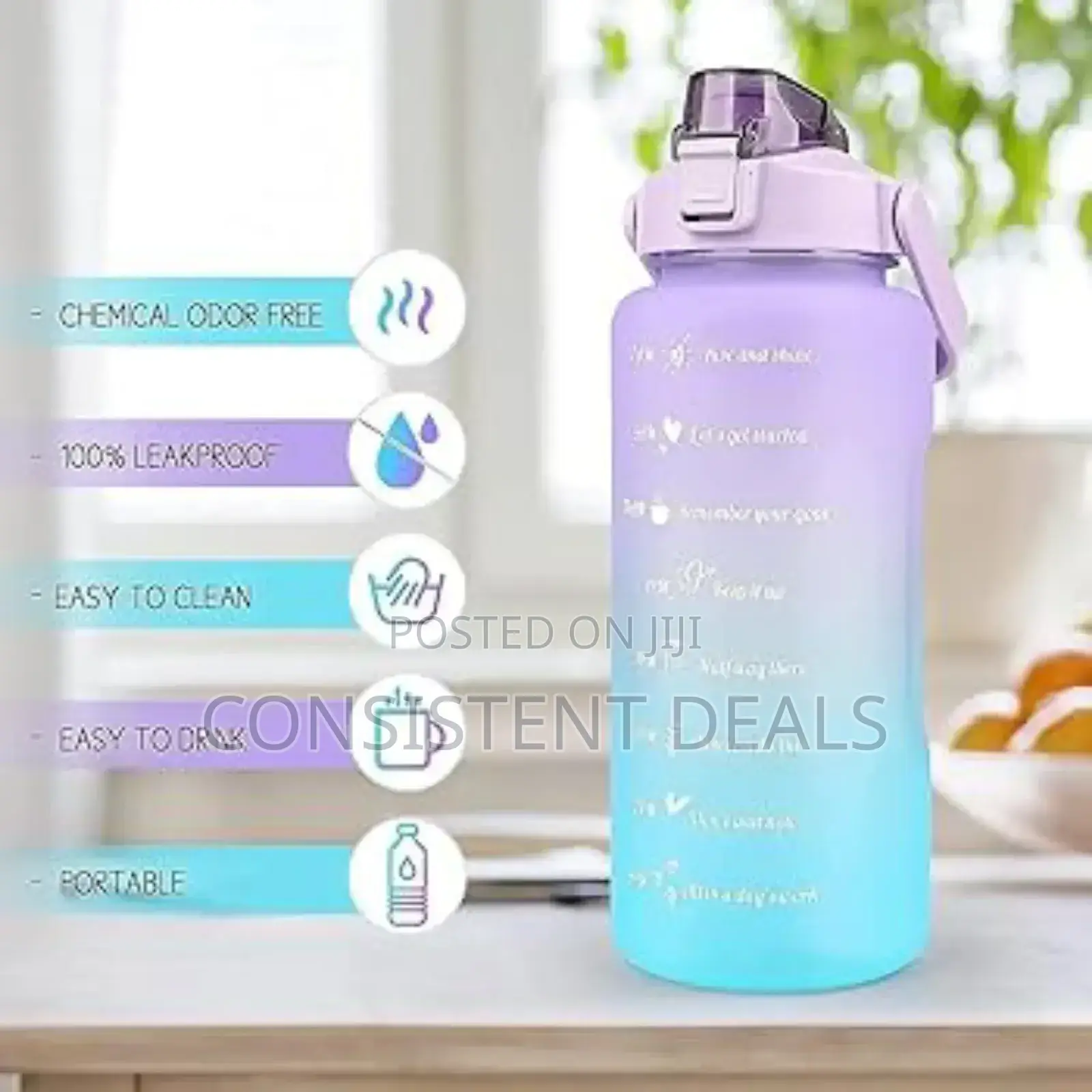 2L Time Marked Fitness Jug Outdoor Frosted Water Bottle