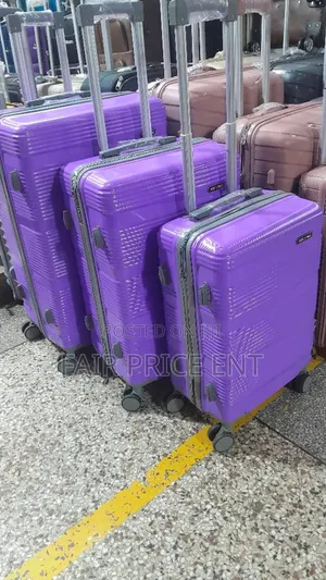 Original Rubber Plastic Suitcases.Full Set of 3pcs.( Purple)