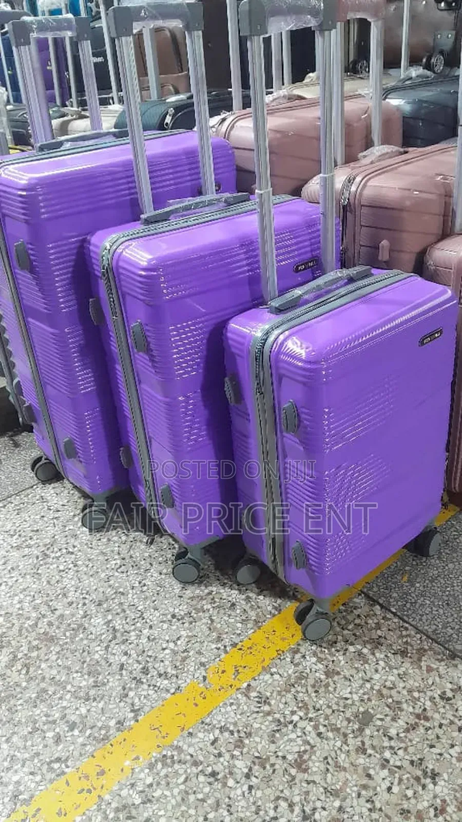 Original Rubber Plastic Suitcases.Full Set of 3pcs.( Purple)