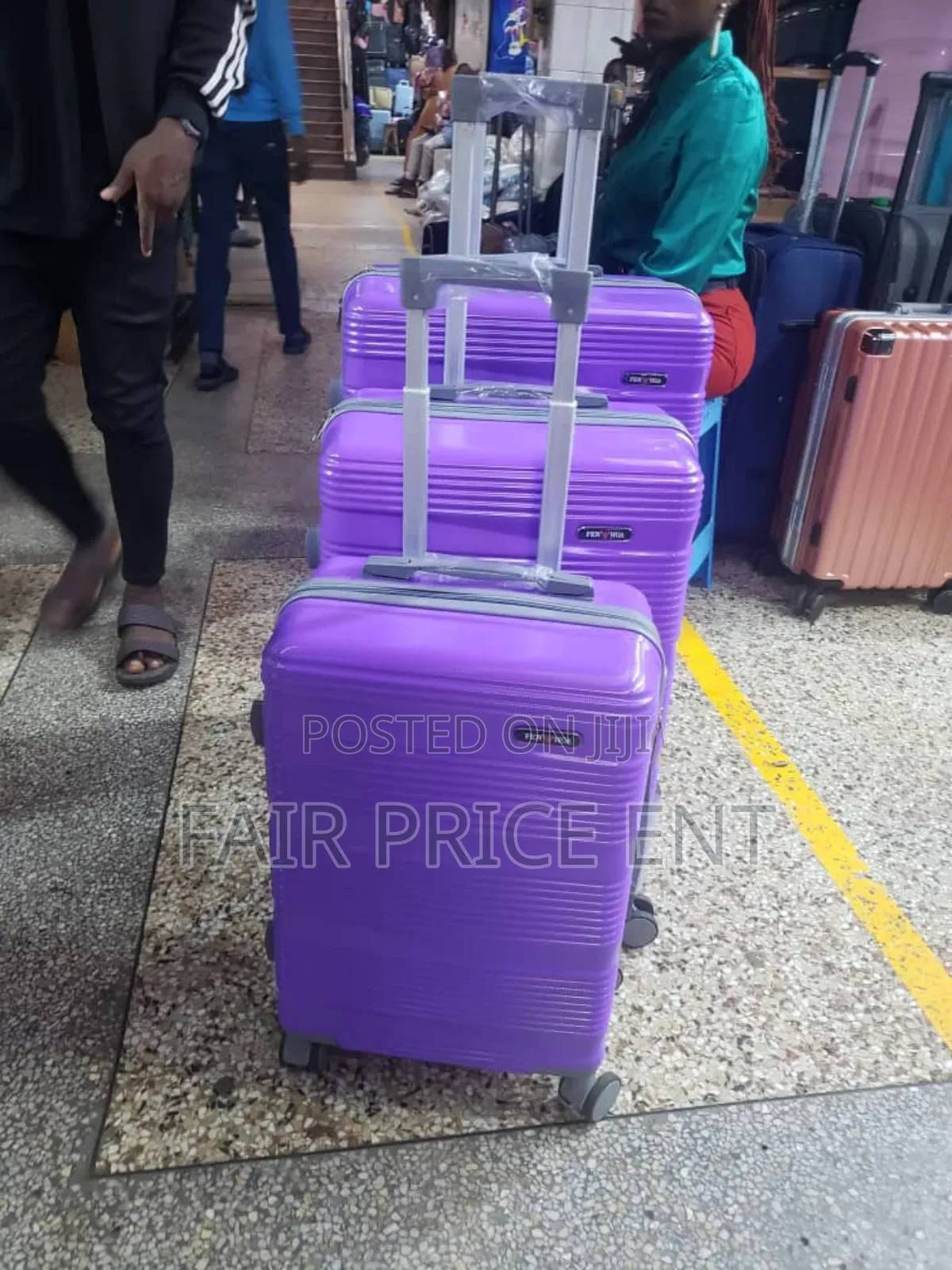 Original Rubber Plastic Suitcases.Full Set of 3pcs.( Purple)