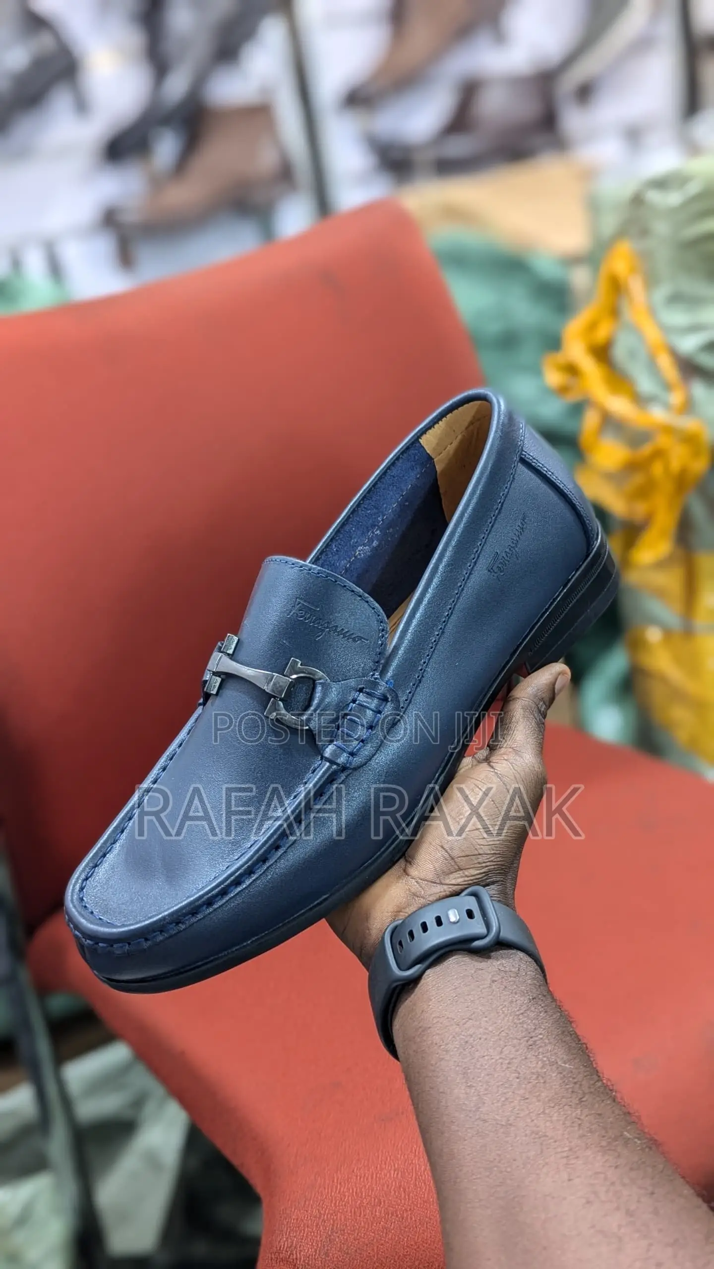 Original Blue Casual Ferragamo Loafer Moccasins