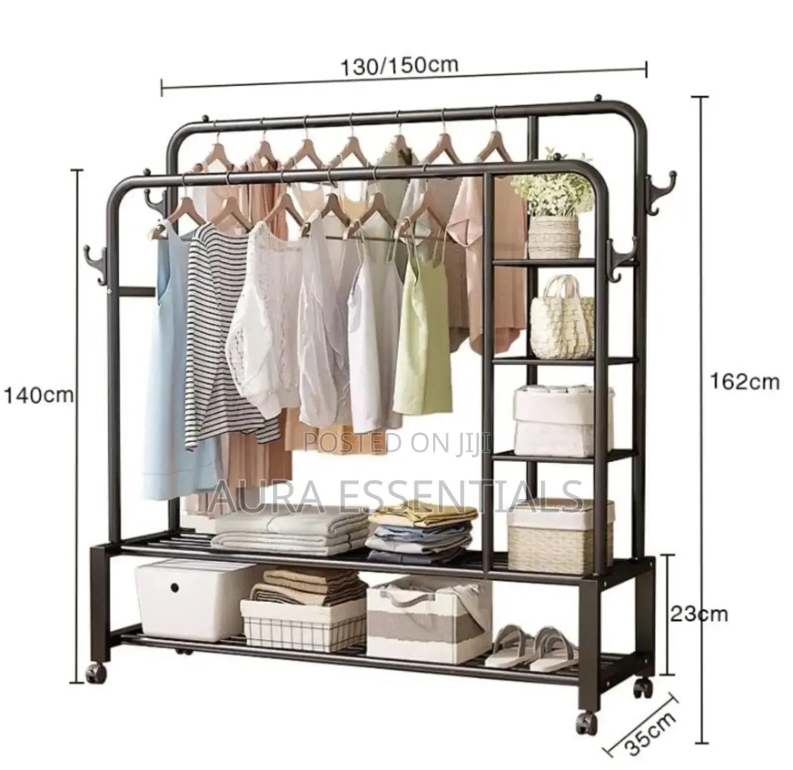Heavy Mobile Clothes Rack With Wheels