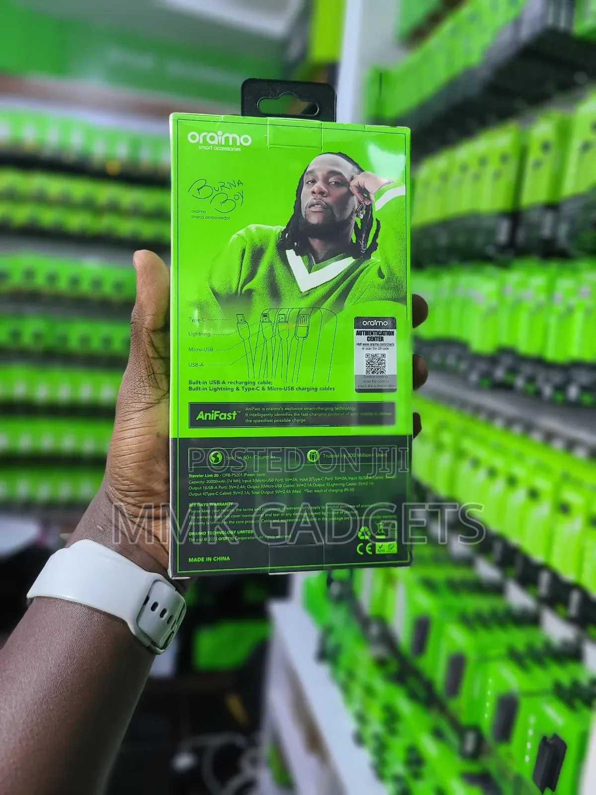 Oraimo 4 Built in Charging and Recharging Cables