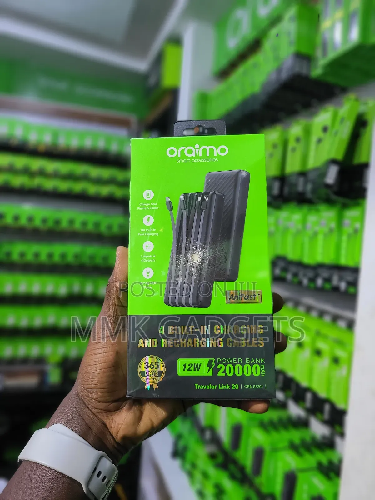 Oraimo 4 Built in Charging and Recharging Cables