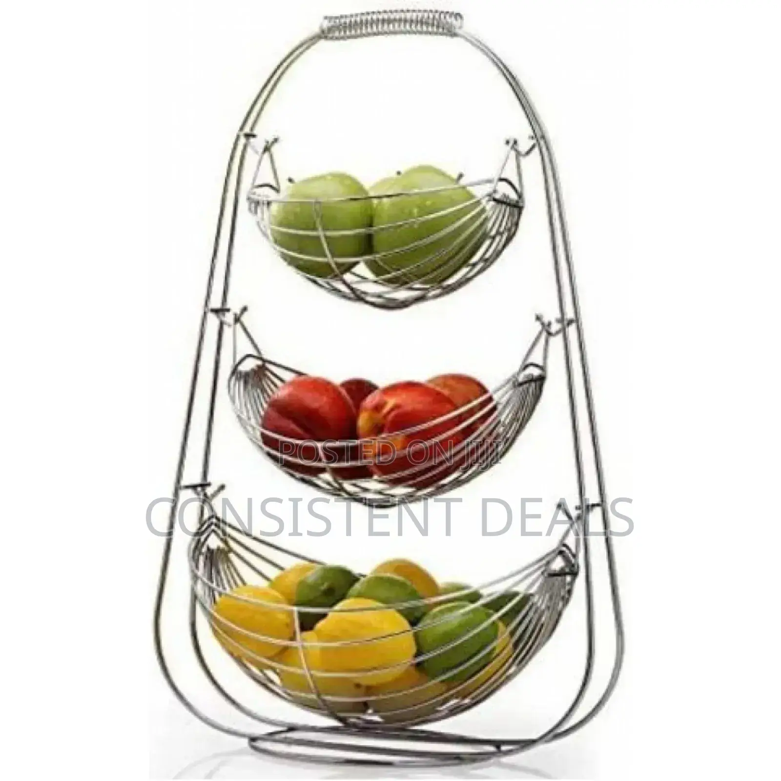 3 Tier Oval Shaped Metal Fruit Basket