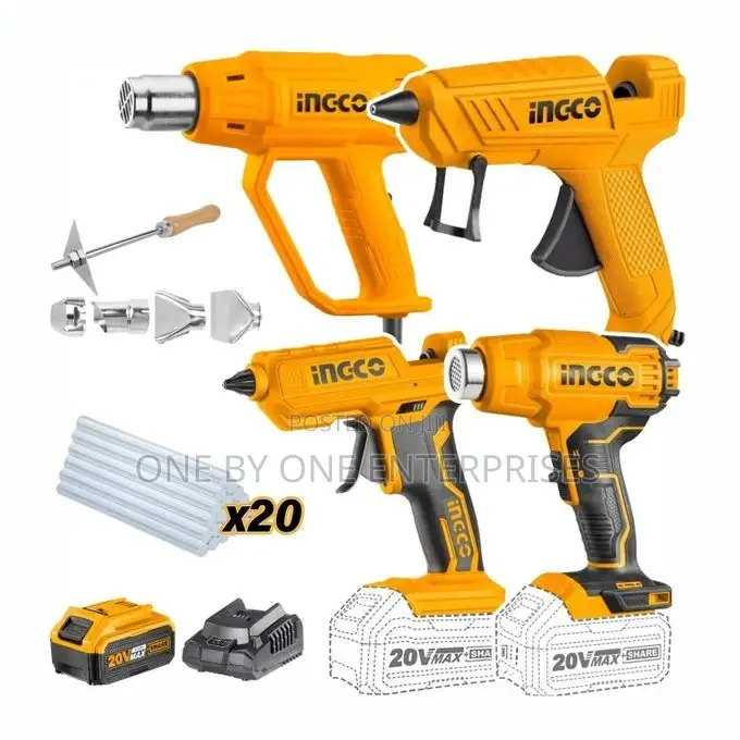 Ingco Cordless Heat Gun and Glue Gun Combo 4 PCS