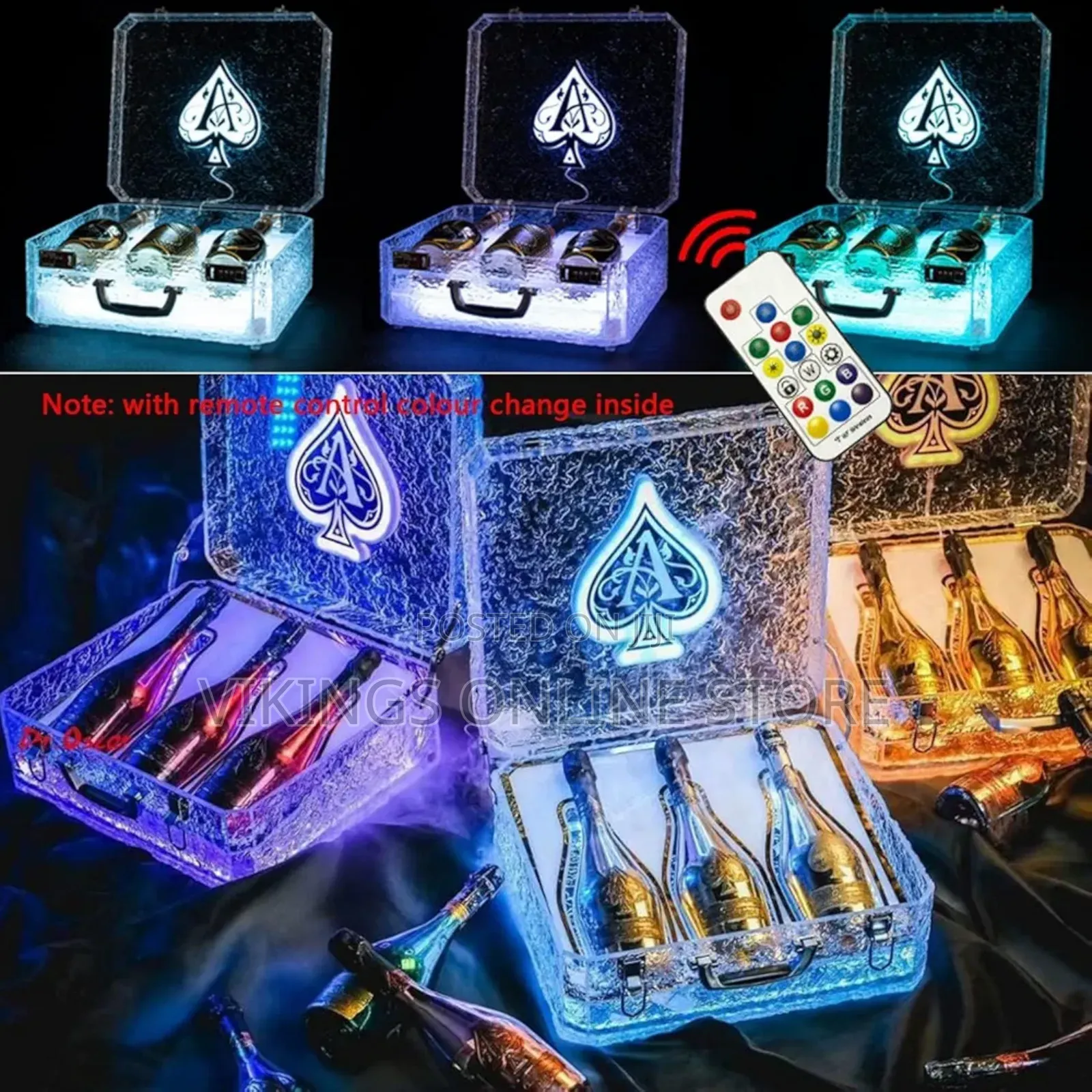 3 Bottles Rechargeable LED Ace of Spade Glorifier Box,