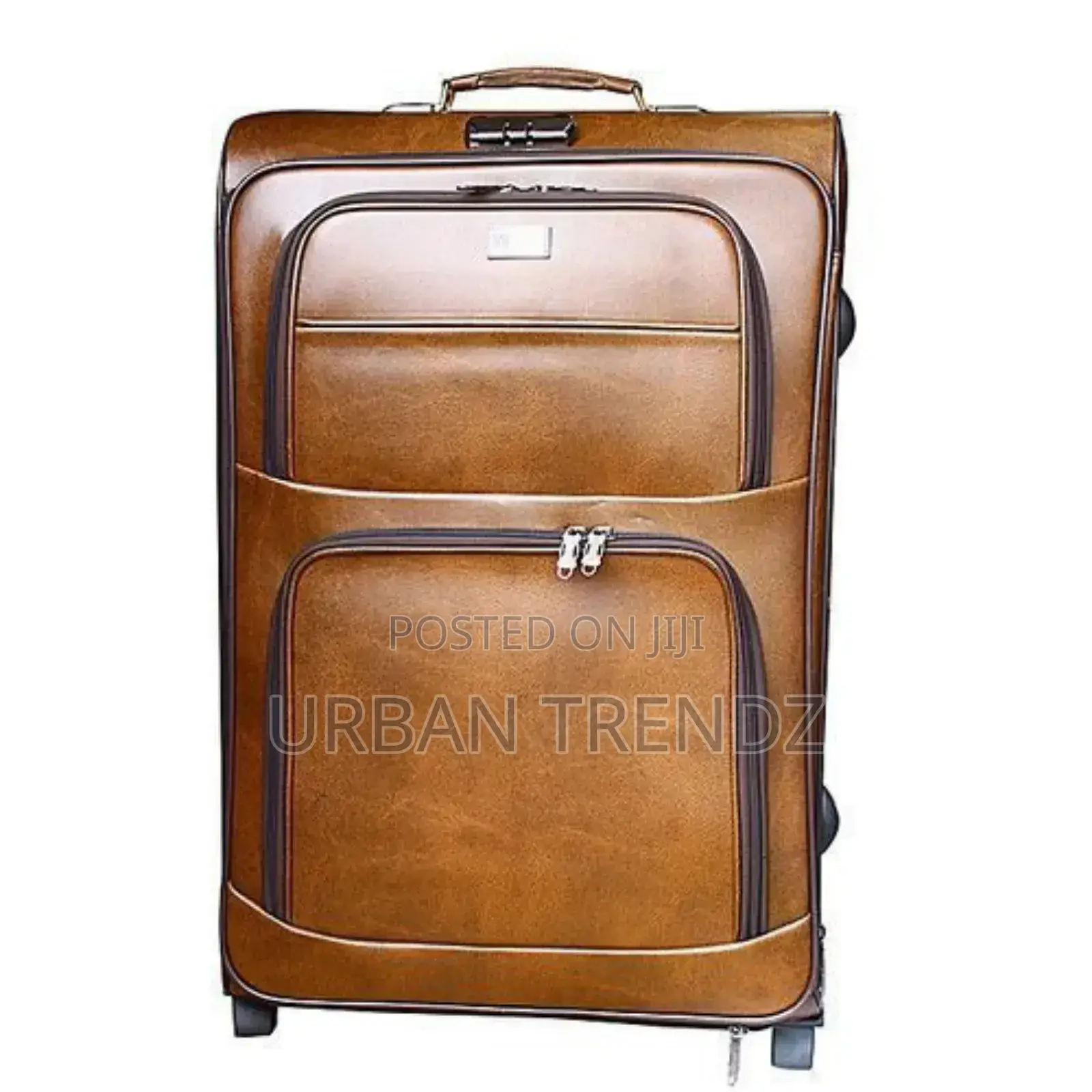 Faux Leather Suitcase - Brown (Medium)