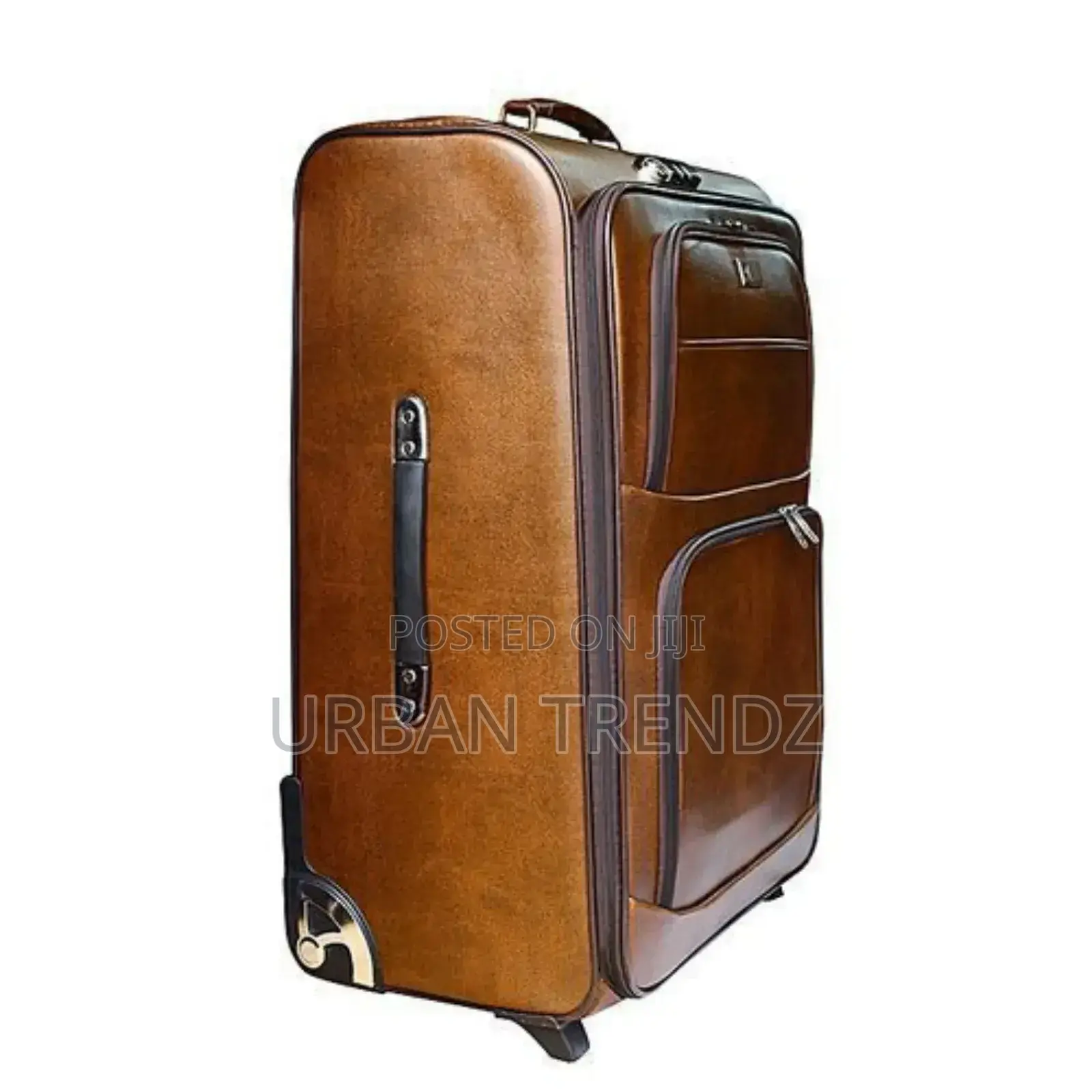 Faux Leather Suitcase - Brown (Medium)