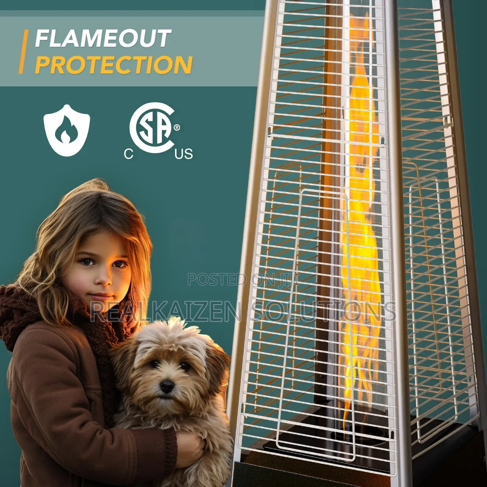 Outdoor Patio Stainles Steel Quartz Glass Pyramid Gas Heater