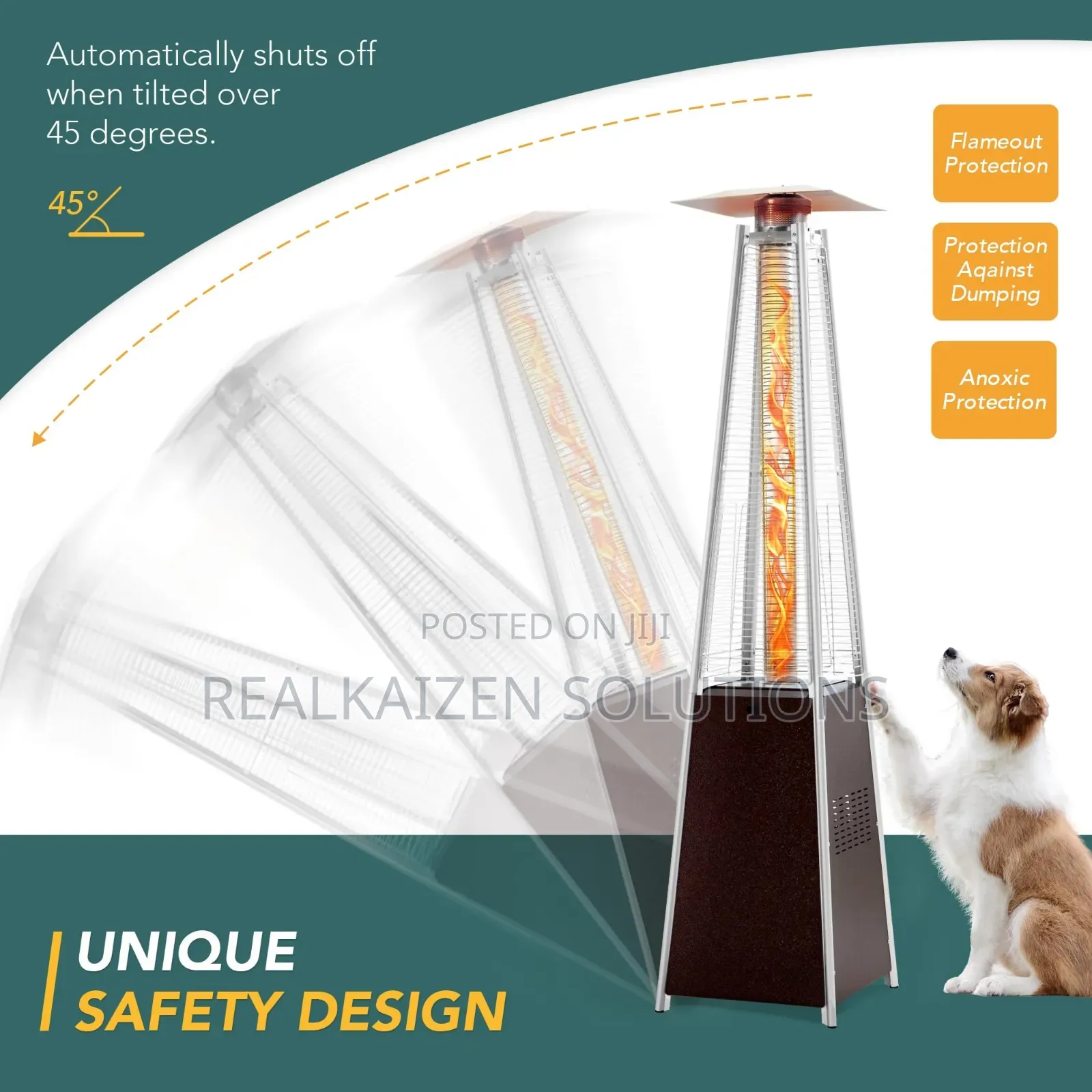 Outdoor Patio Stainles Steel Quartz Glass Pyramid Gas Heater