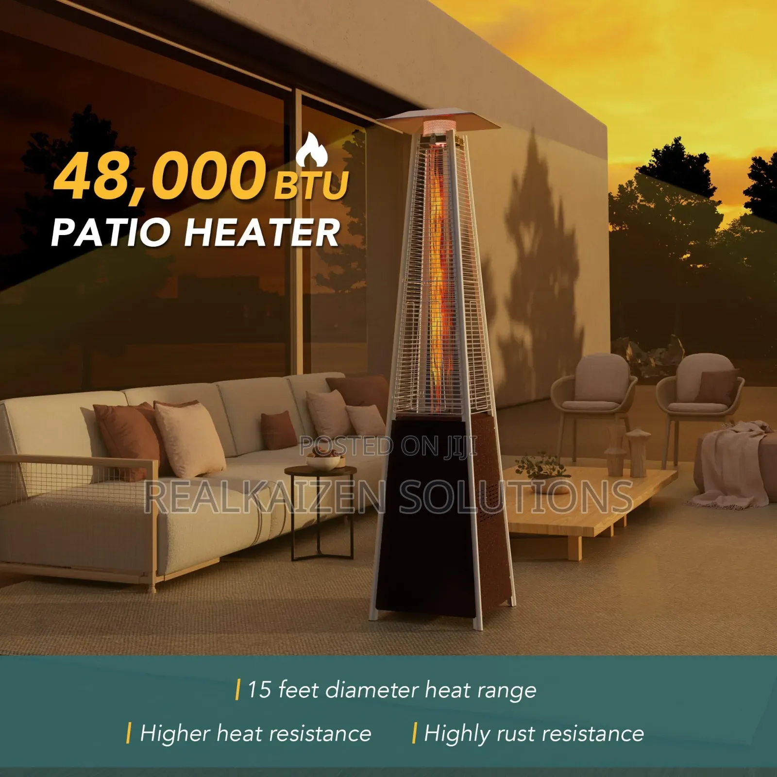 Outdoor Patio Stainles Steel Quartz Glass Pyramid Gas Heater