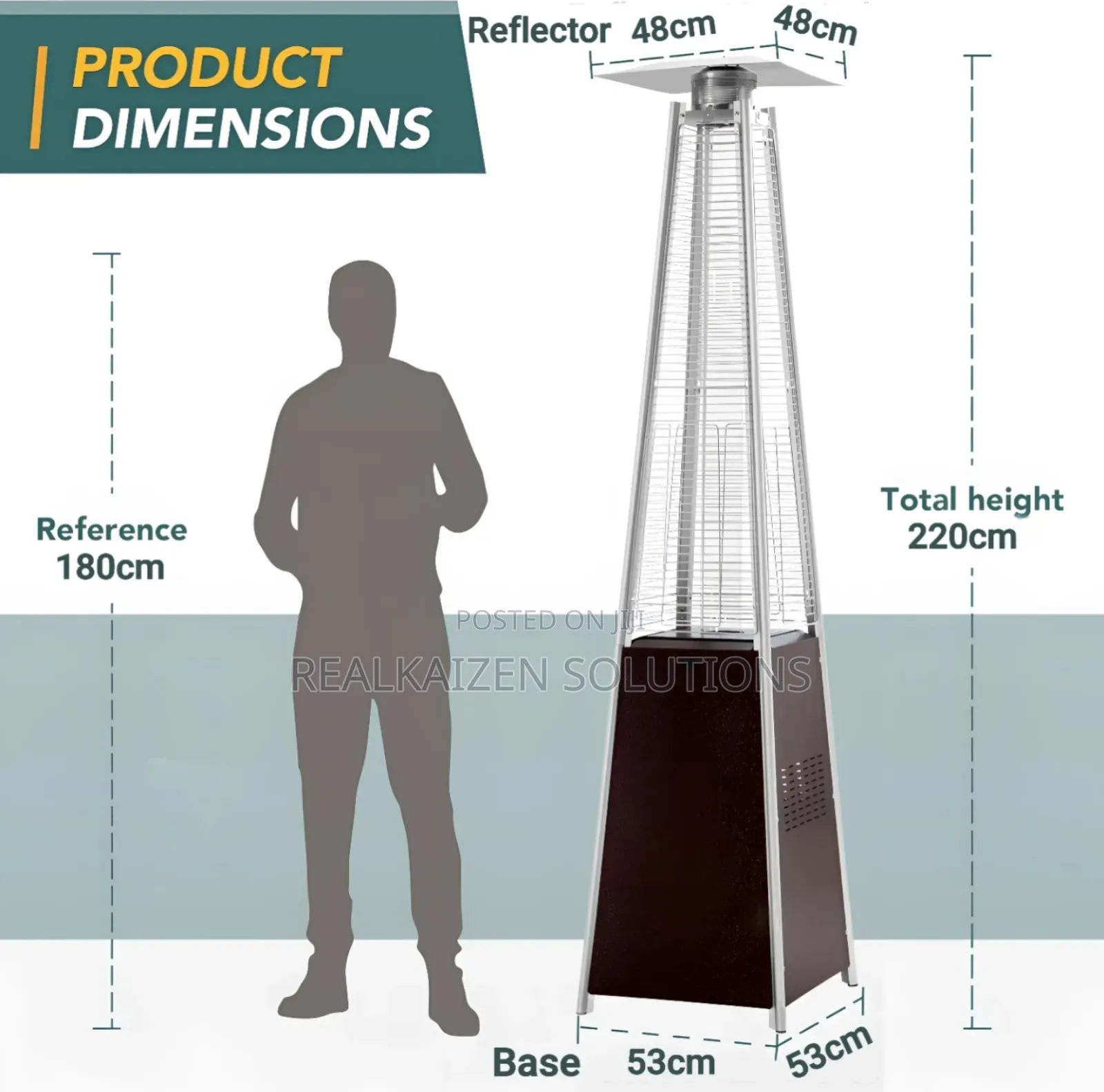 Outdoor Patio Stainles Steel Quartz Glass Pyramid Gas Heater