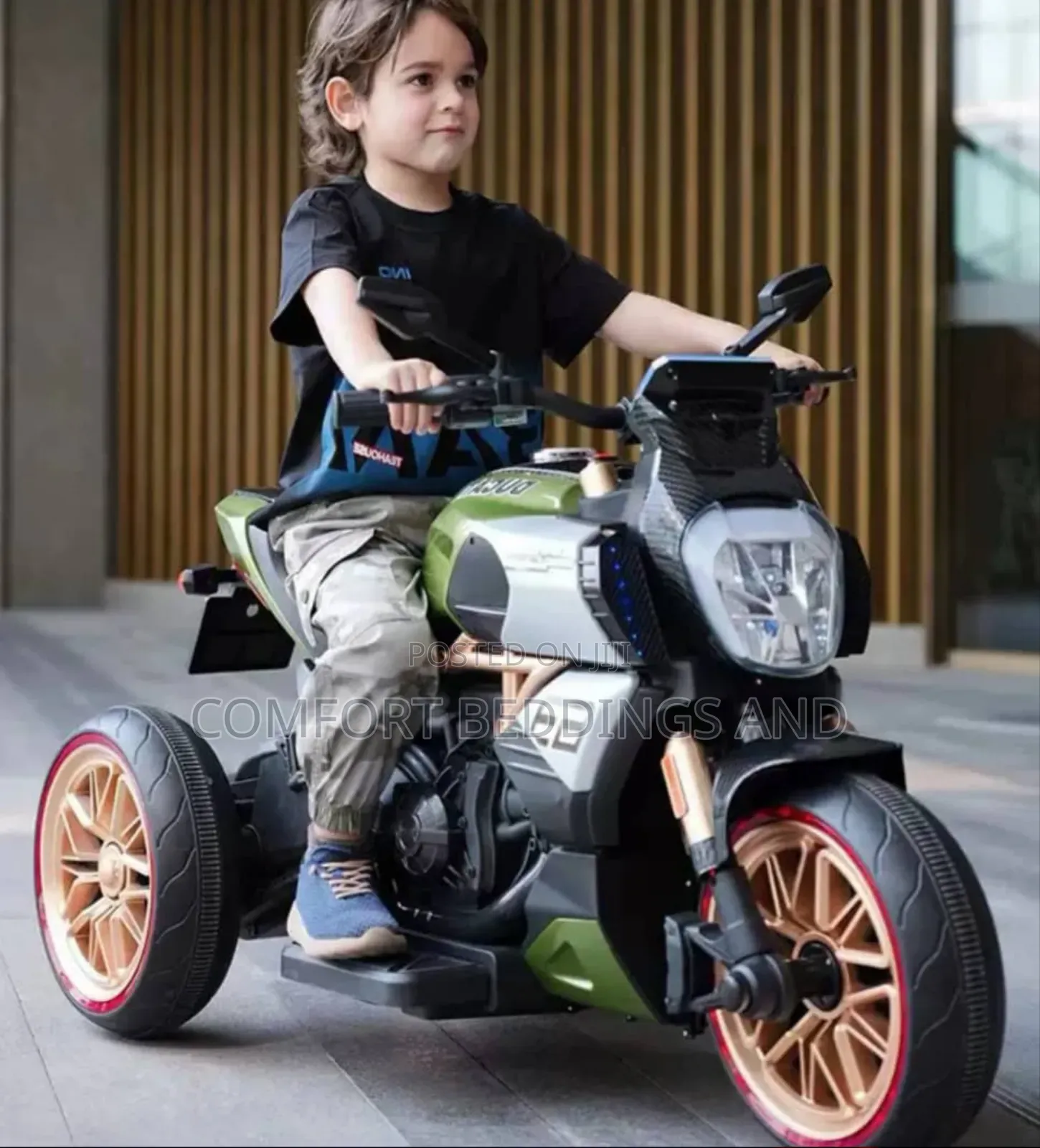 Kids Rechargeable Motorcycle Bike Green With Music