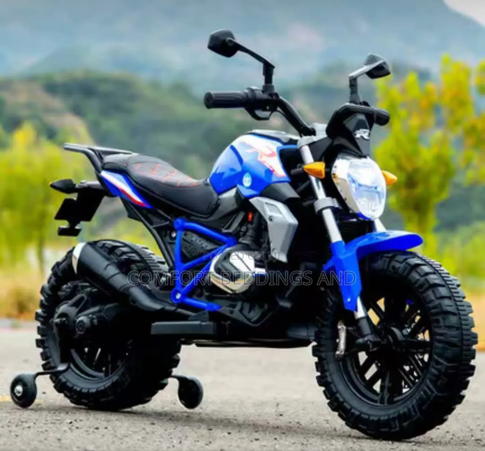 Kids Rechargeable Motorcycle Bike Blue With Support Wheels