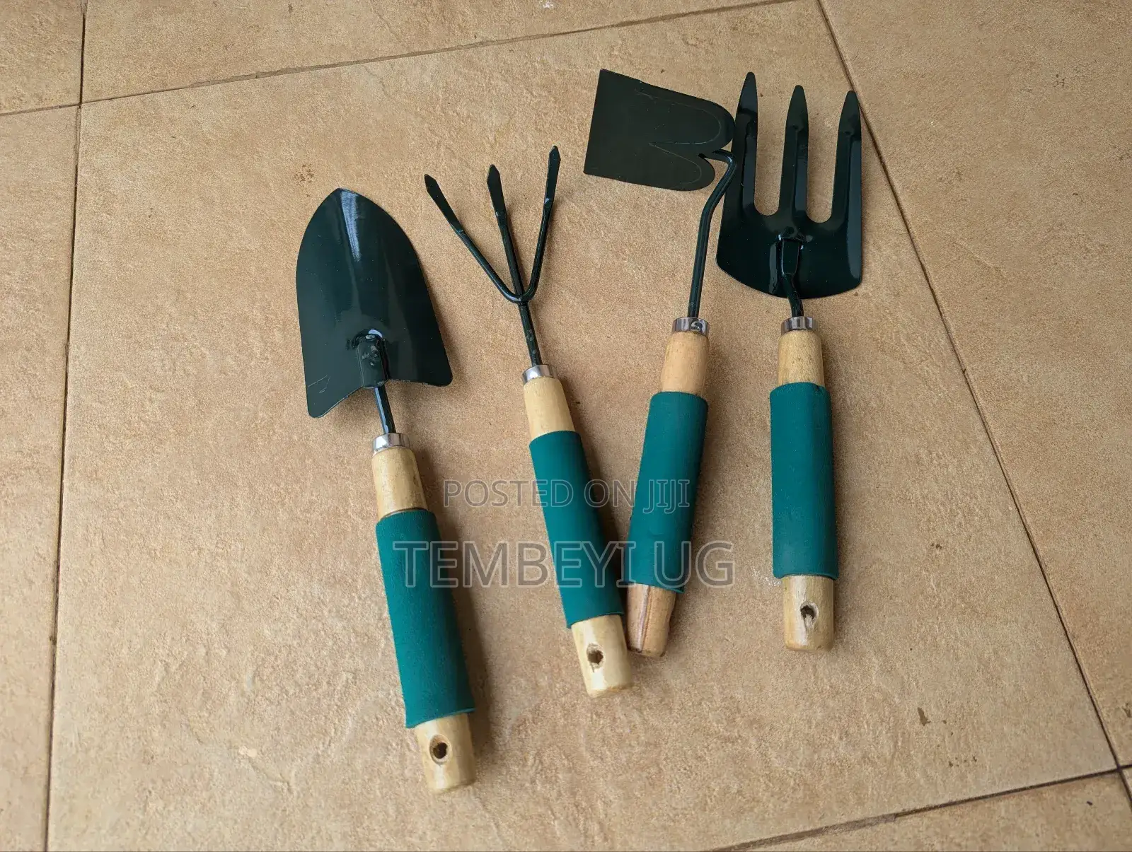 4 Gardening Tools, Hoe, Rake, Trowel