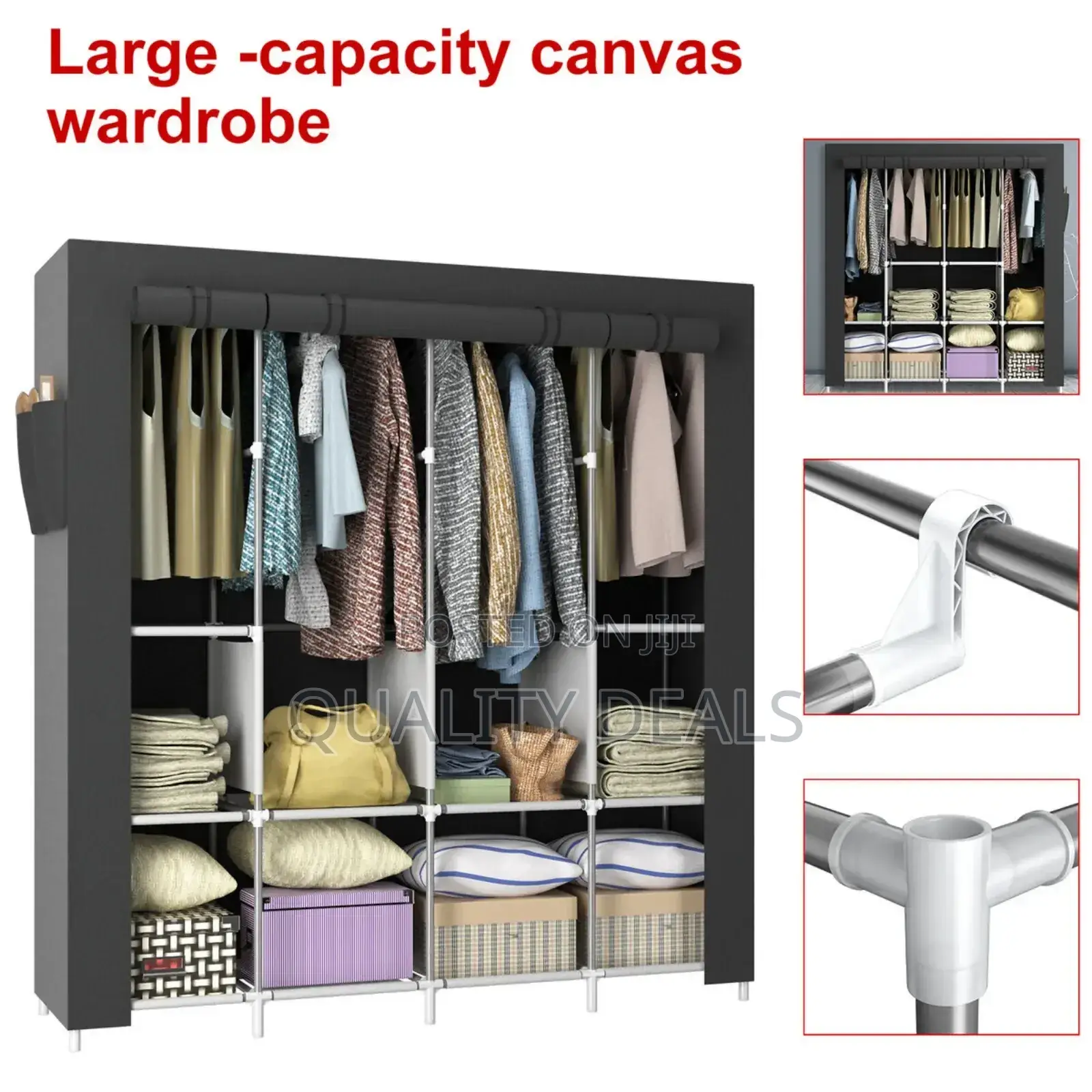Large Capacity 4 Collum Metallic Frame Wardrobe