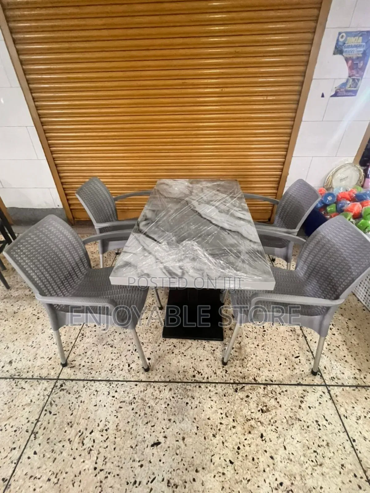 Restaurant Dining Marble Table and Chairs Set